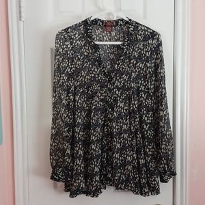 Dmbm Button Up V Neck Long Sleeve Blouse